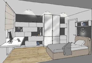 Заказать Блиц-дизайн интерьеров online для людей строящих свой дом, квартиру в г. София . Спальня-кабинет 10,2 м2.